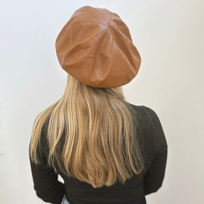 Oversized Leather Beret for Women