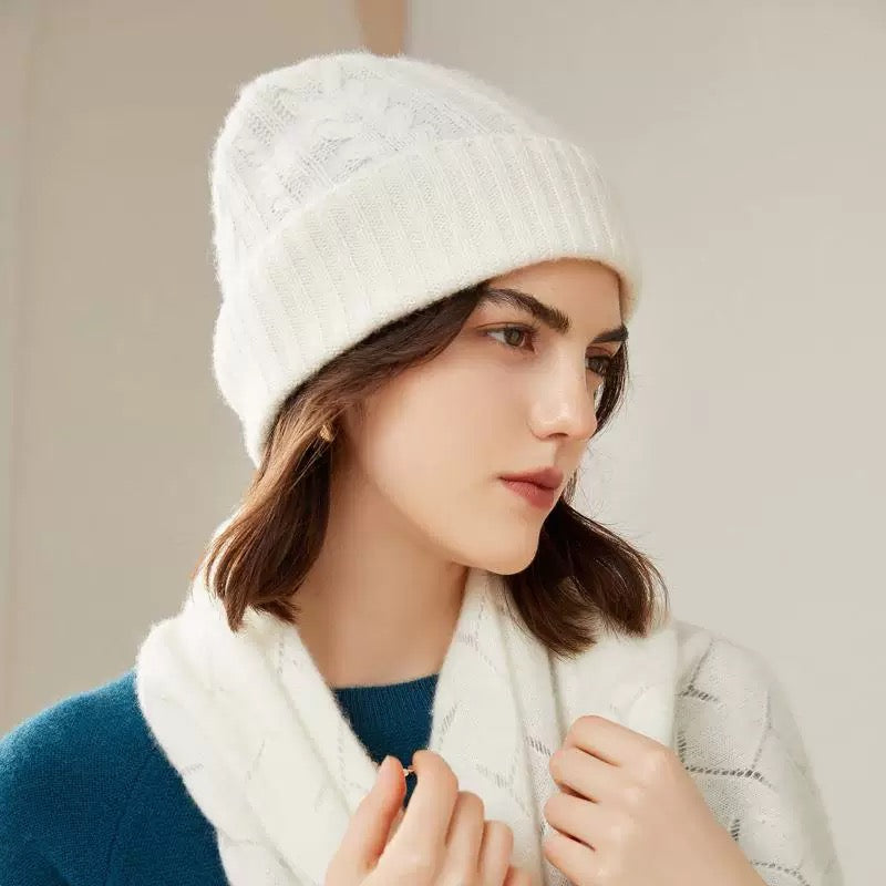 100% Cashmere Unisex Cable Knit Beanie Mspineapplecrafts