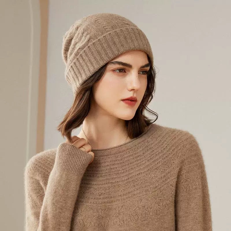 100% Cashmere Unisex Cable Knit Beanie Mspineapplecrafts