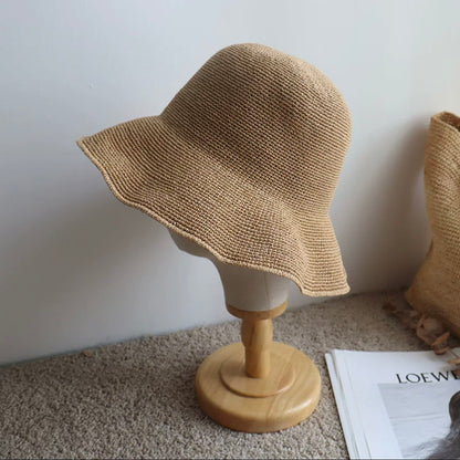 Foldable Raffia Straw Hat for Women