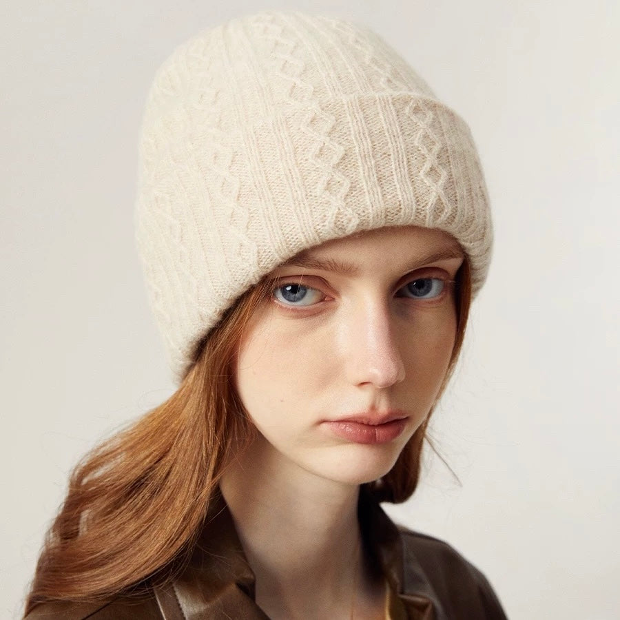 100% Cashmere Unisex Knitted  Beanie Hat