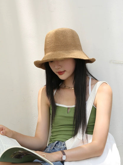 Foldable Raffia Straw Hat for Women