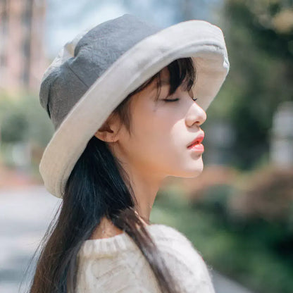 Summer Linen Bucket Hat for Women