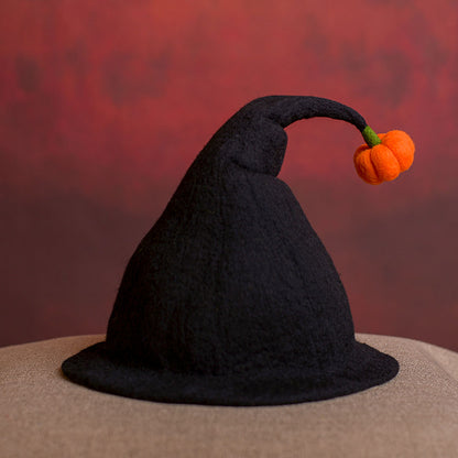 Wool Felt Halloween Witch Hat for Women and Kid