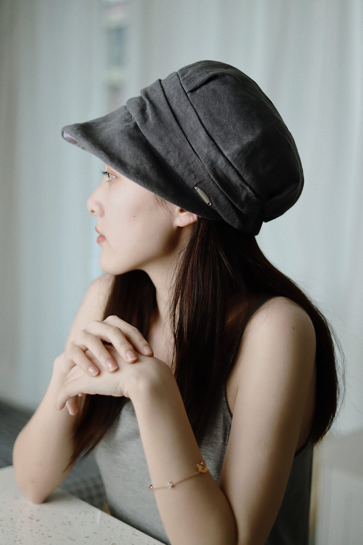 Light Weight Linen Newsboy Hat MsPineappleCrafts