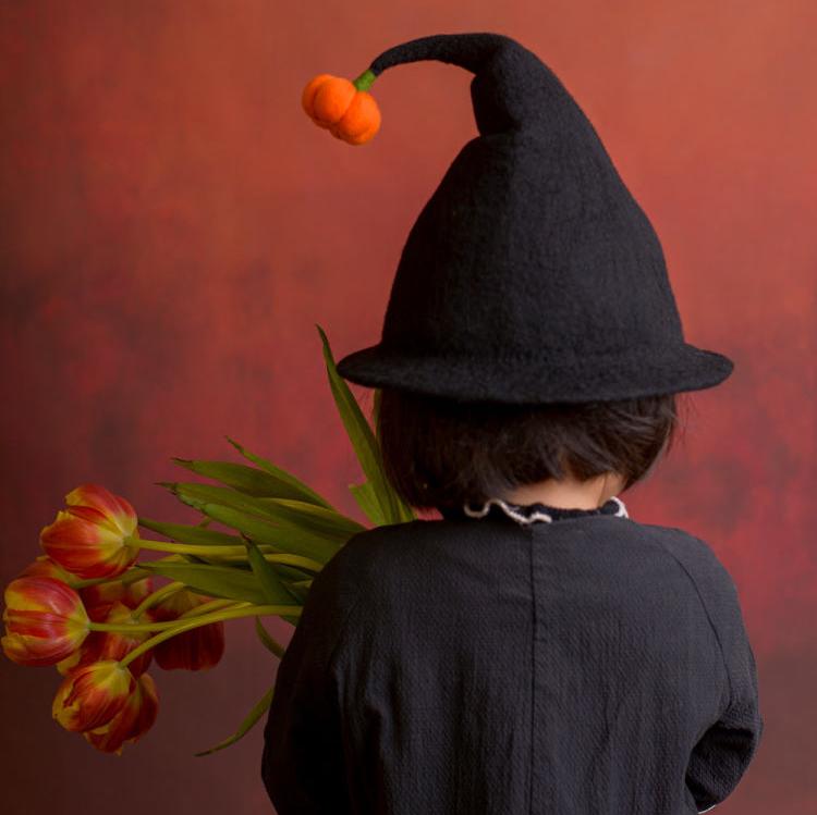 Wool Felt Halloween Witch Hat for Women and Kid