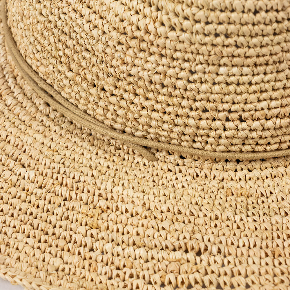 Handmade Raffia Straw Cowboy Hat with Tie Band