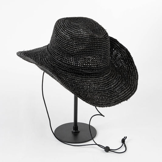 Handmade Raffia Straw Cowboy Hat with Tie Band