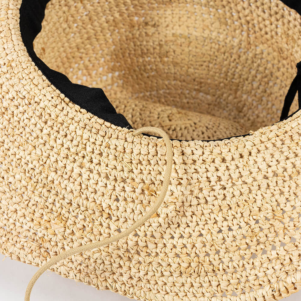 Handmade Raffia Straw Cowboy Hat with Tie Band