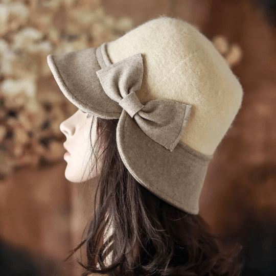 Cloche felt hat,brown felted hat cheapest with a flower, unique handmade wool hat, handmade cloche, brown woman's hat, boho hat