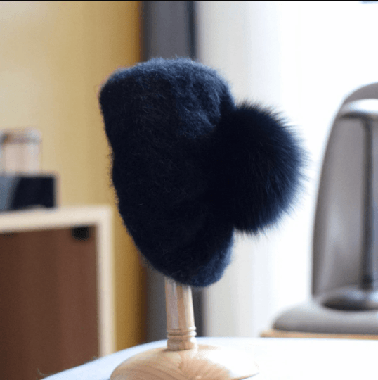 2 Way Knitted beret hat with Removable Pom Pom - Mspineapplecrafts