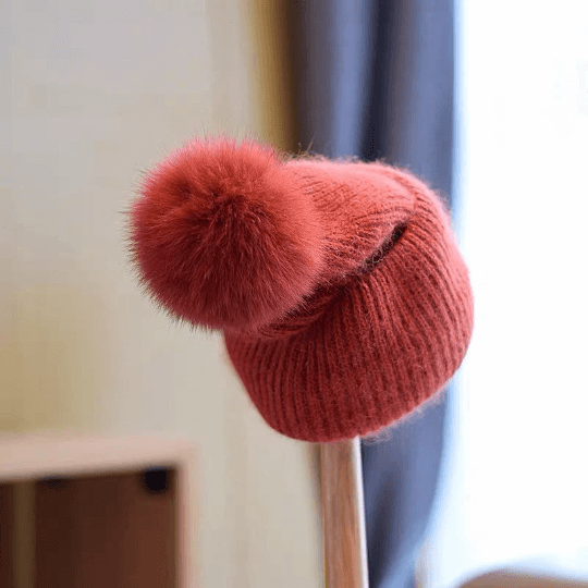 Knitted Beanie hat with Removable Pom Pom for Women.