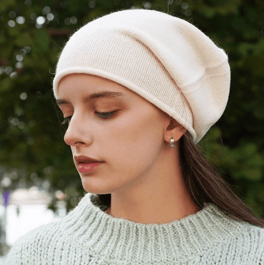 Oversized Unisex Cashmere Beanie Hat.