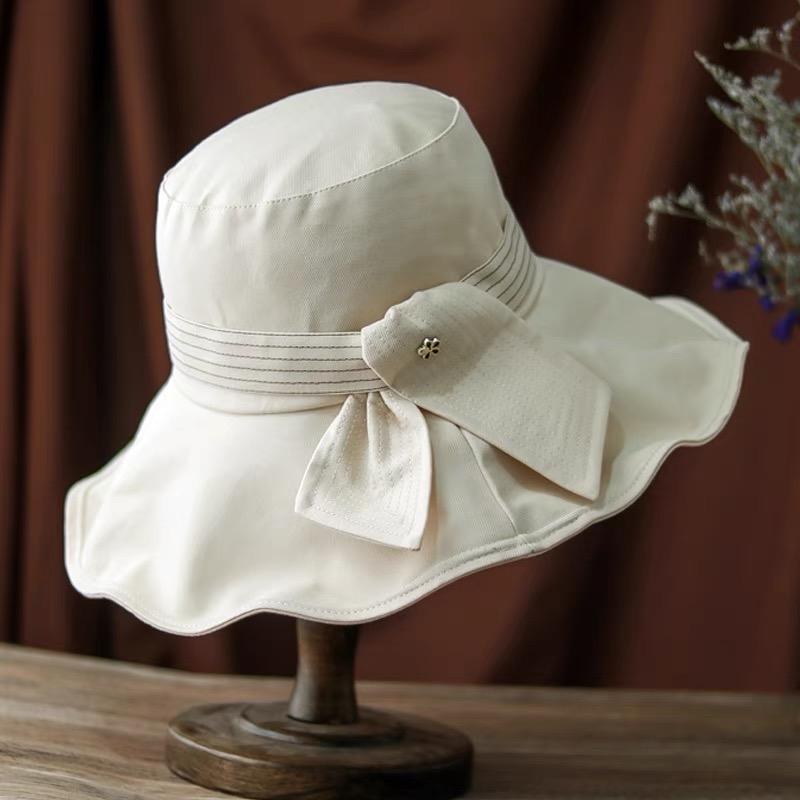 Wide Brim Bucket Hat for Women Beige
